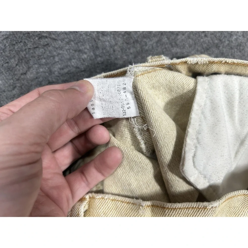 Vintage 90s Levi's 550 Jeans Mens‎ 28x33 (Tag 29x34) Beige Denim made in usa